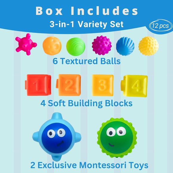 Montessori Toys Textured Sensory Toy Set 12 Pieces Learning Resources Ages 3+ - Picture 2 of 8